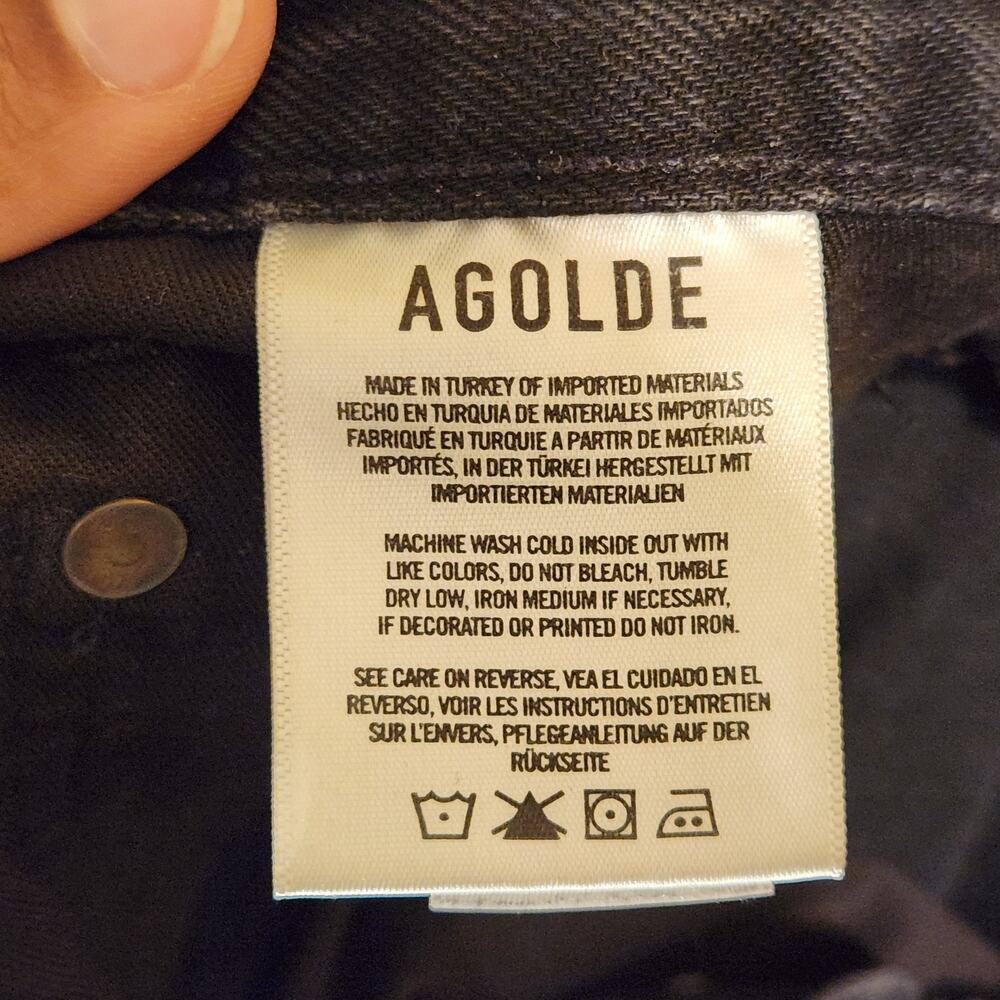 AGOLDE Women's 29 Tapered Baggy Rigid Denim High Rise Jean Shambles Washed Black - Picture 8 of 11